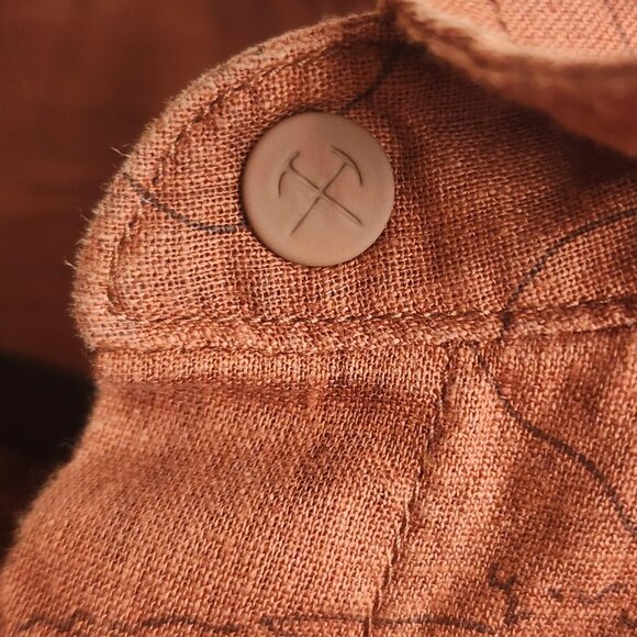 REI Cooperative Shirt Mens 2XL Rust Brown Organic Cotton Hemp Outdoors Map Print - Picture 5 of 10